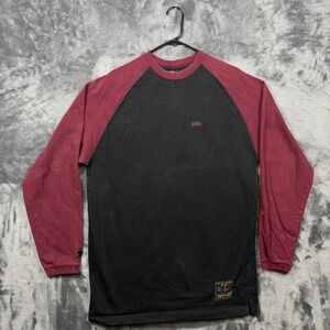 G-Unit Long Sleeve Raglan Shirt Mens Large Black Burgundy Y2K Heavyweight